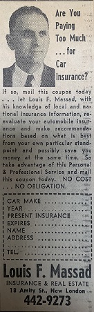 Louis F. Massad, New London, CT, Coupon Ad