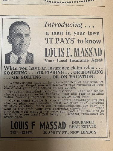 Louis F. Massad, New London, CT, Large Ad